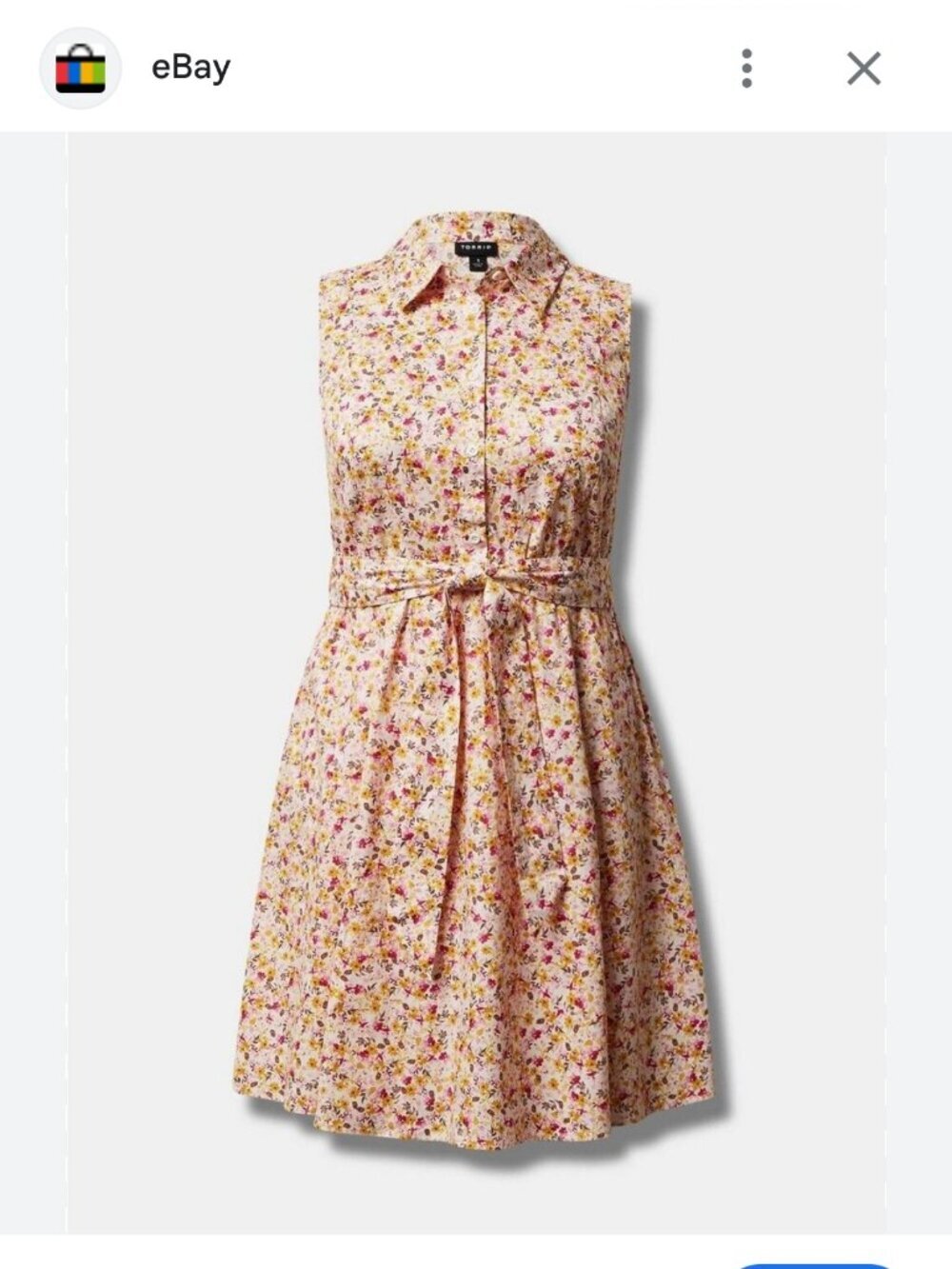 Torrid Woman's Plus-Size Poplin Collard Sunshine Summer Shirt Dress Sz 18/20